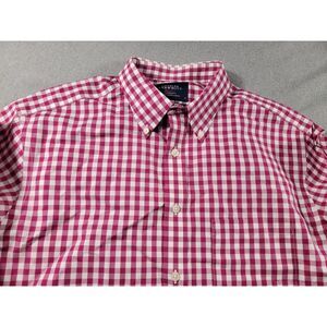 Charles Tyrwhitt Shirt Men Medium Weekend Non Iron Classic Fit Pink Gingham